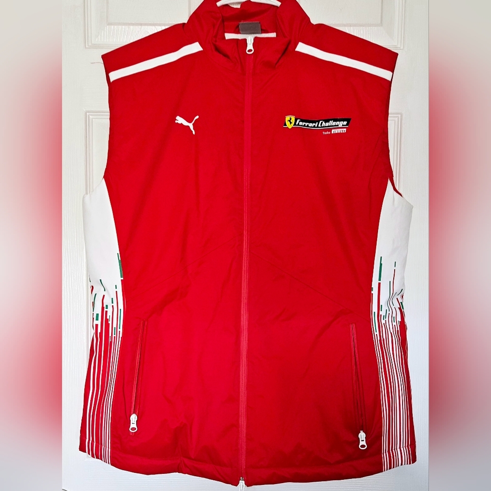 Puma Red Ferrari Challenge Sleeveless Jacket Vest with White Accents